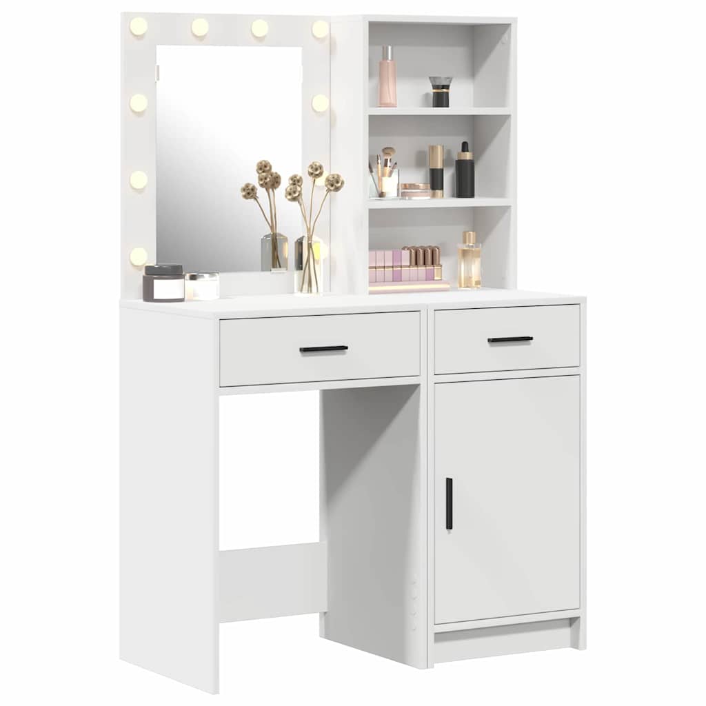 vidaXL Toilettafel Set 2 pcs Wit 50 x 41 x 135 cm Bewerkt hout