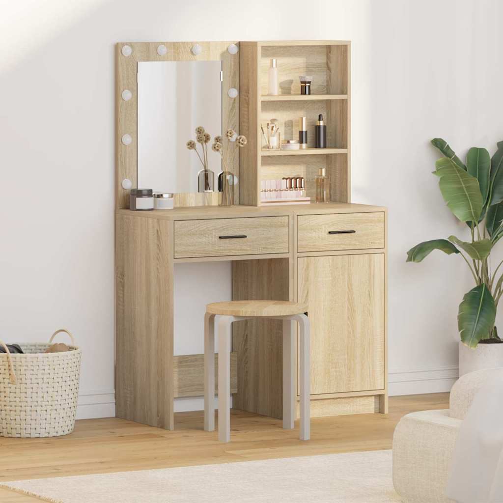 vidaXL Set de Dressing cu sertar 2 pcs Stejar Sonoma 50 x 41 x 135 cm