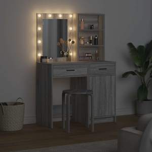 Sada toaletního stolku s LED 2 pcs Šedá Sonoma kompozitní dřevo - obrázek 4