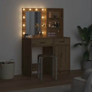 Sada toaletního stolku s LED se zásuvkou 2 pcs Artisanový dub - obrázek 4
