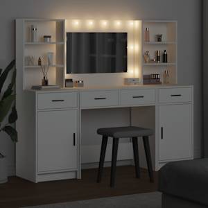 Sada toaletního stolku s LED 3 pcs Bílá kompozitní dřevo - obrázek 4