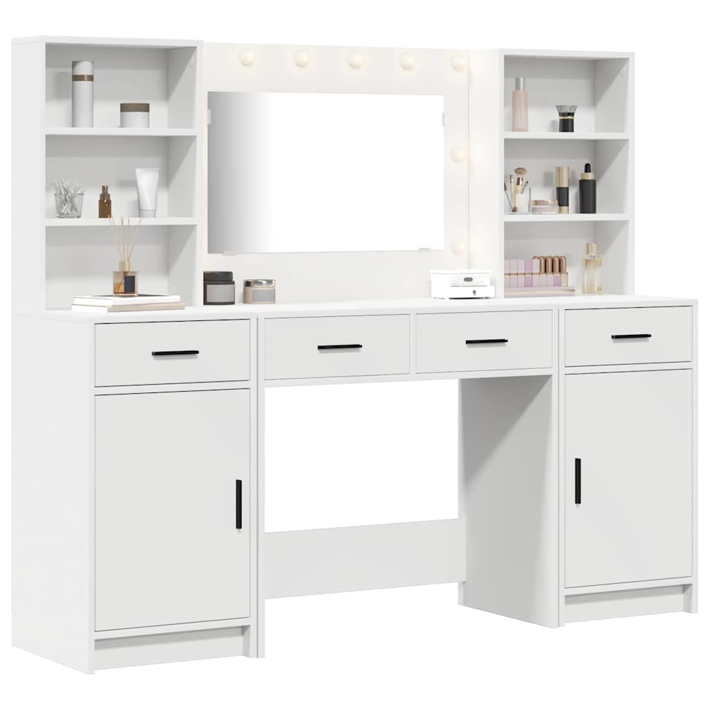 vidaXL Toilettafel Set 3 pcs Wit 78.5 x 41 x 135 cm Bewerkt hout