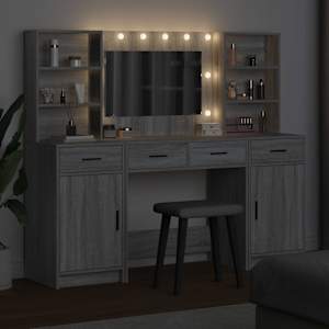 Sada toaletního stolku s LED 3 pcs Šedá Sonoma kompozitní dřevo - obrázek 4