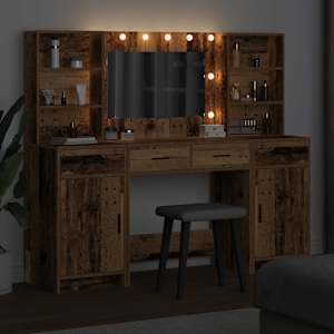 Sada toaletního stolku s LED 3 pcs Staré dřevo kompozitní dřevo - obrázek 4
