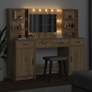 Sada toaletního stolku s LED se zásuvkou 3 pcs Artisanový dub - obrázek 3