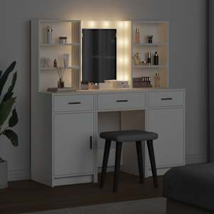 Sada toaletního stolku s LED 3 pcs Bílá kompozitní dřevo - obrázek 4