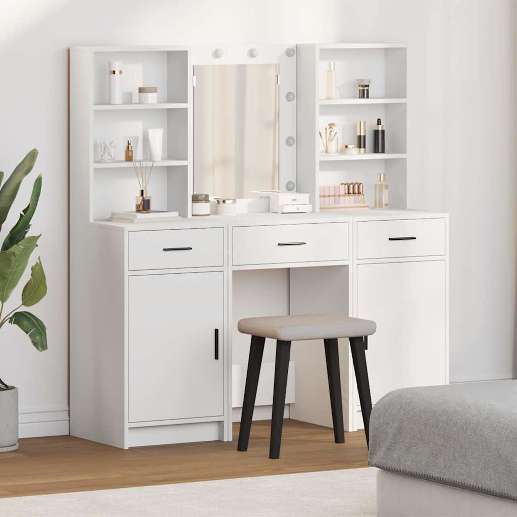 vidaXL Set de Dressing cu ușă 3 pcs Alb 50 x 41 x 135 cm Lemn compozit