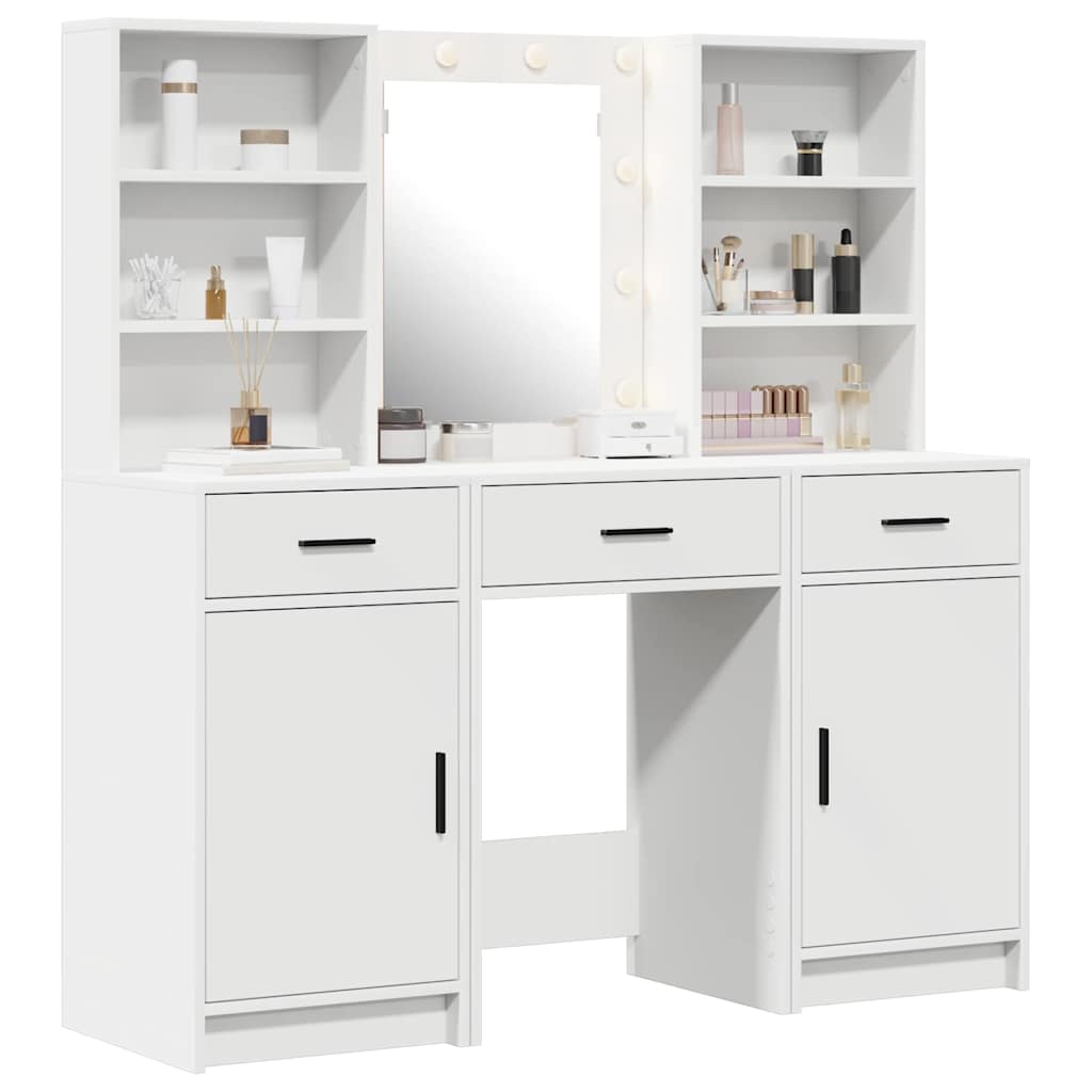 vidaXL Toilettafel Set 3 pcs Wit 50 x 41 x 135 cm Bewerkt hout