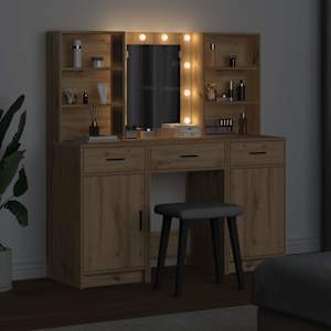 Sada toaletního stolku s LED se zásuvkou 3 pcs Artisanový dub - obrázek 4