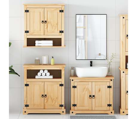 vidaXL 3-dijelni set kupaonskog namje&scaron;taja Corona masivna borovina