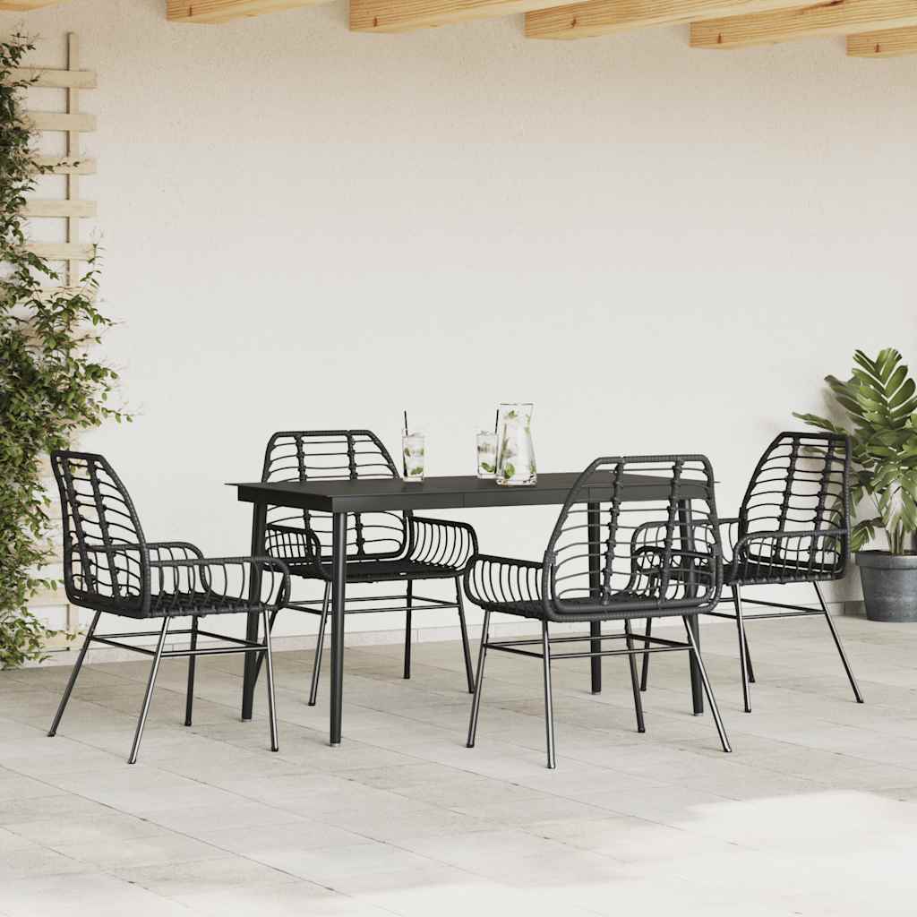 vidaXL 5-delige Tuinset poly rattan glas zwart