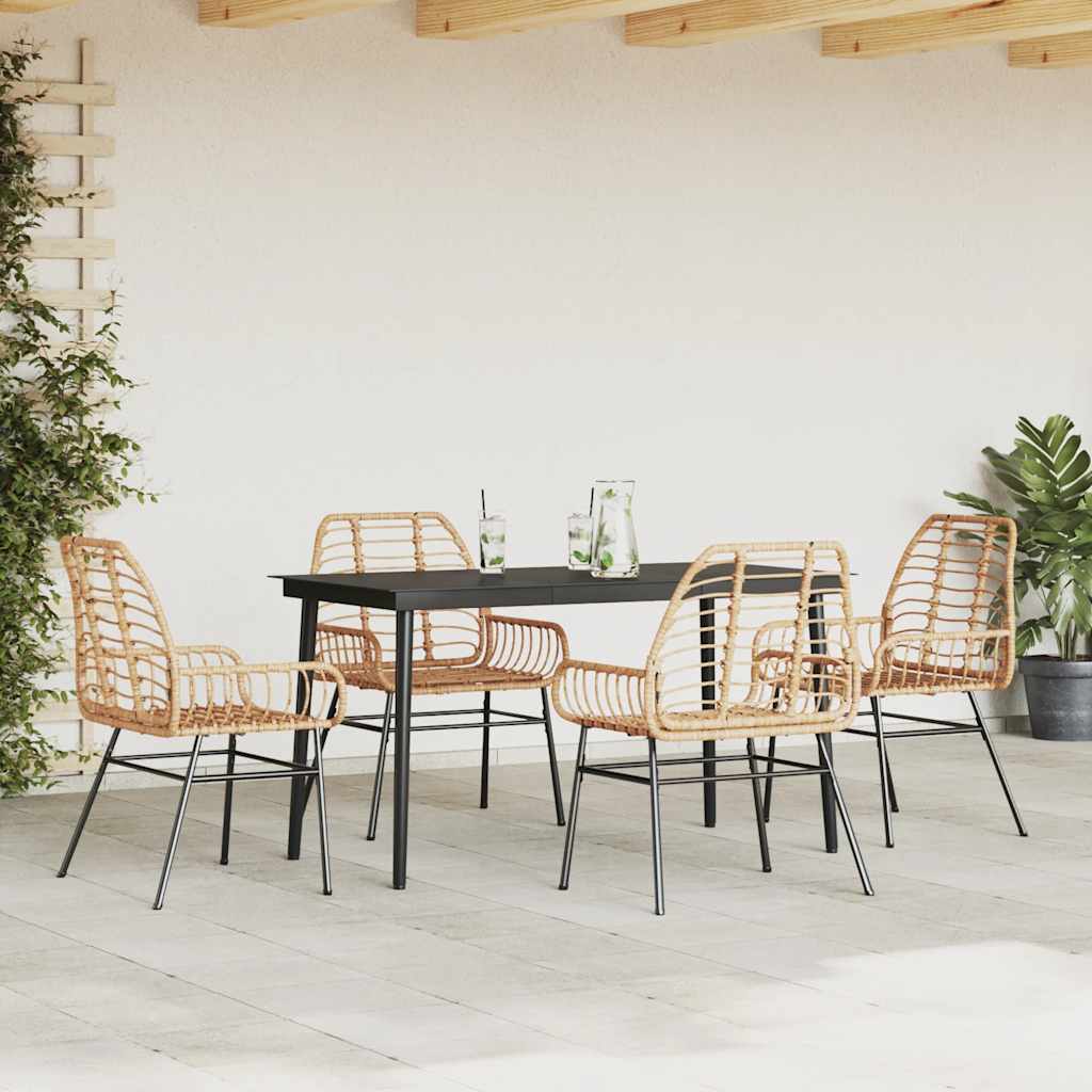 vidaXL 5-delige Tuinset poly rattan glas bruin