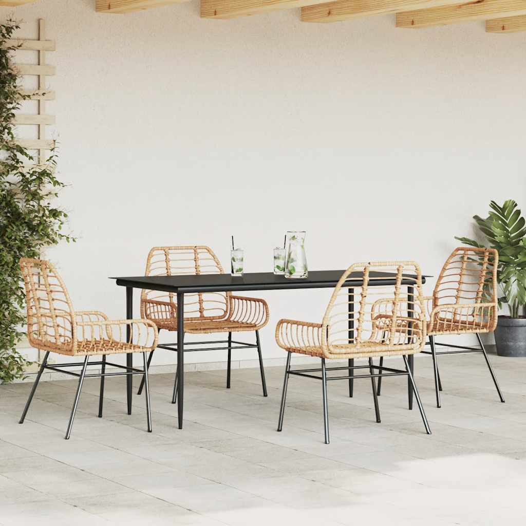 vidaXL 5-delige Tuinset poly rattan glas bruin