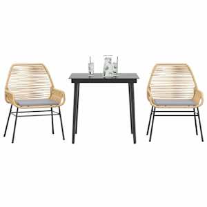 Vrtna jedilna garnitura 3-delna z blazinami rjav poli ratan