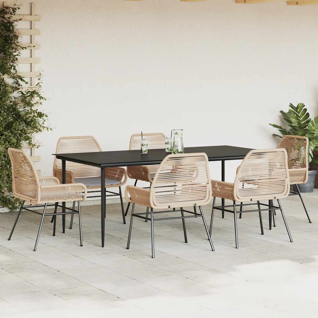vidaXL 7-delige Tuinset met kussens poly rattan glas bruin afbeelding