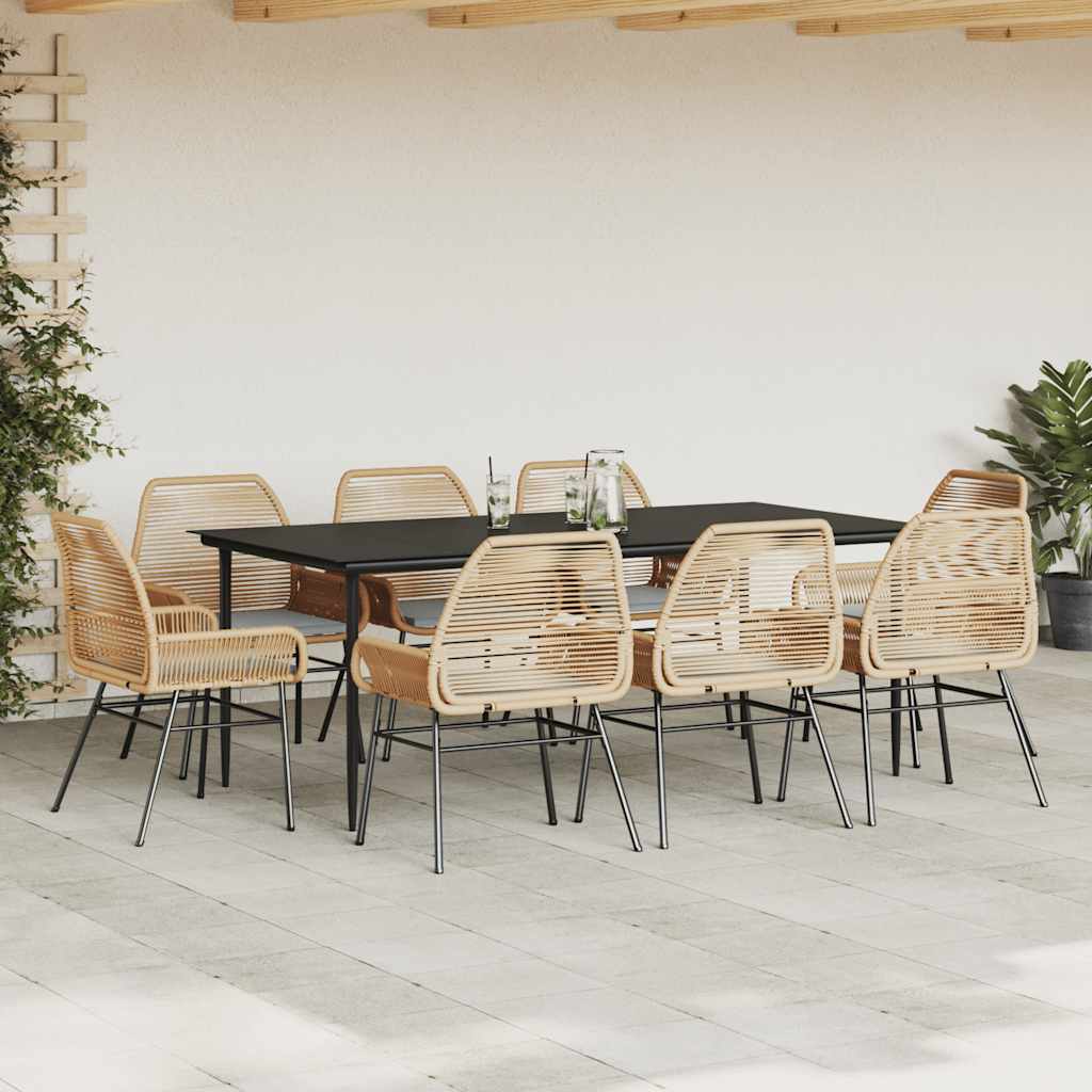 vidaXL 9-delige Tuinset met kussens poly rattan glas bruin afbeelding