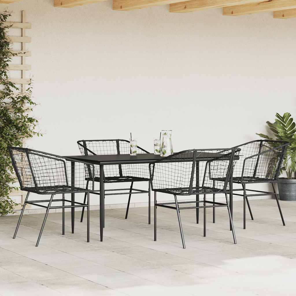 vidaXL 5-delige Tuinset poly rattan glas zwart