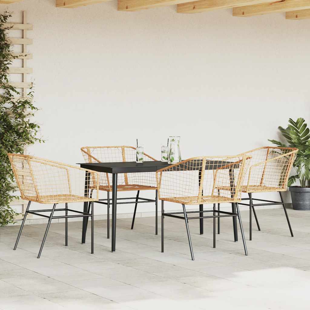 vidaXL 5-delige Tuinset poly rattan glas bruin afbeelding
