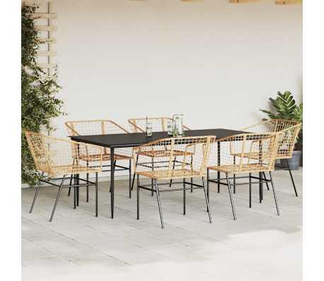 vidaXL Ensemble &agrave; manger jardin 7pcs marron rpoly otin verre