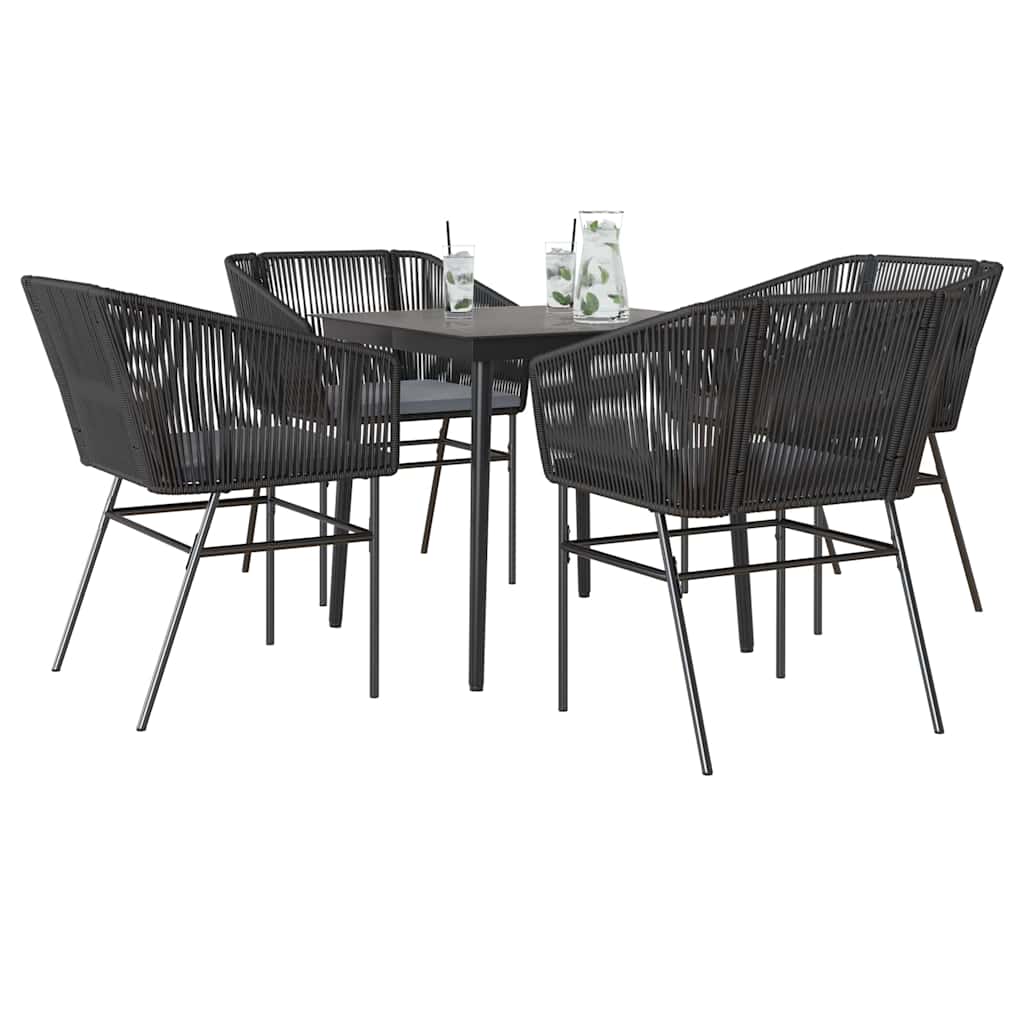 vidaXL Set da Pranzo da Giardino con Cuscini 5 pz Polyrattan Vetro