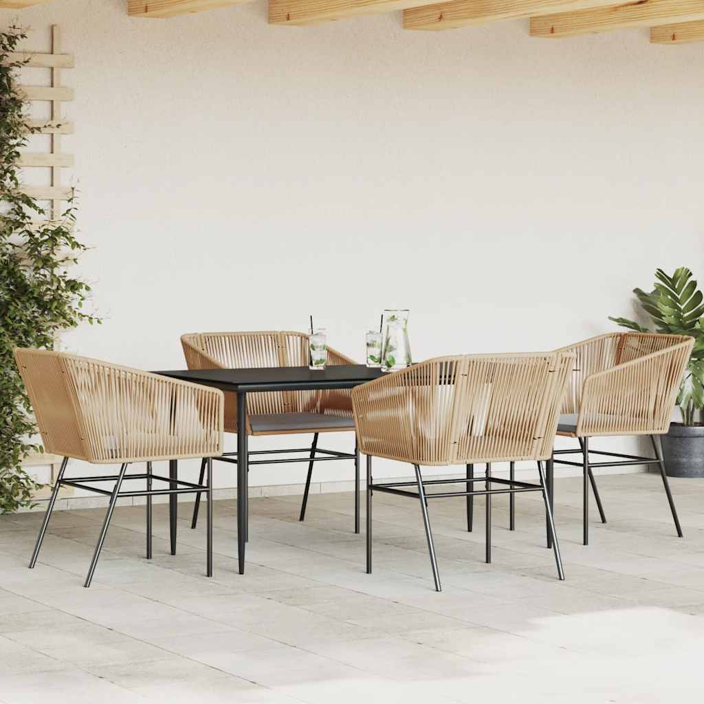vidaXL 5-delige Tuinset met kussens poly rattan glas bruin afbeelding