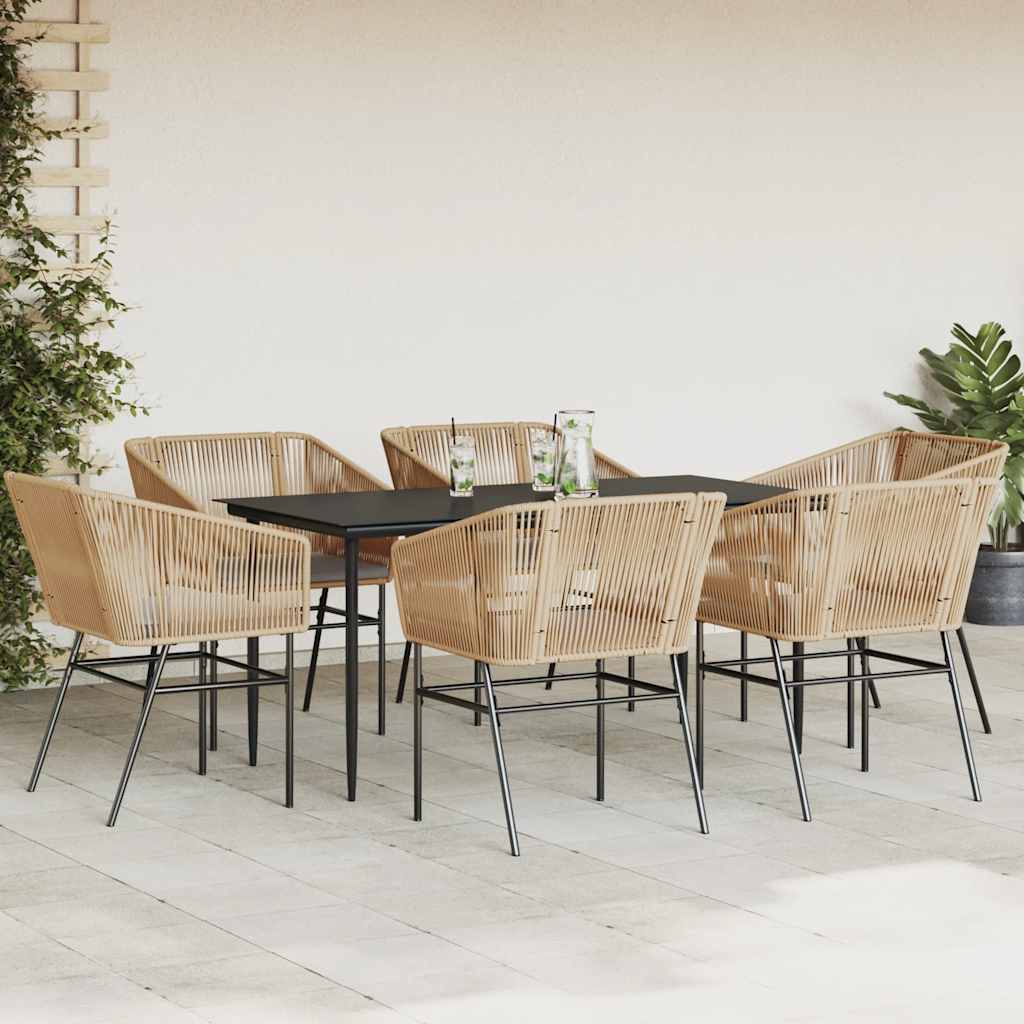 vidaXL 7-delige Tuinset met kussens poly rattan glas bruin afbeelding