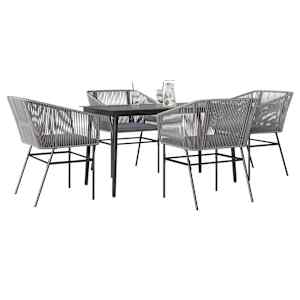 Vrtna jedilna garnitura 5-delna z blazinami siv poli ratan