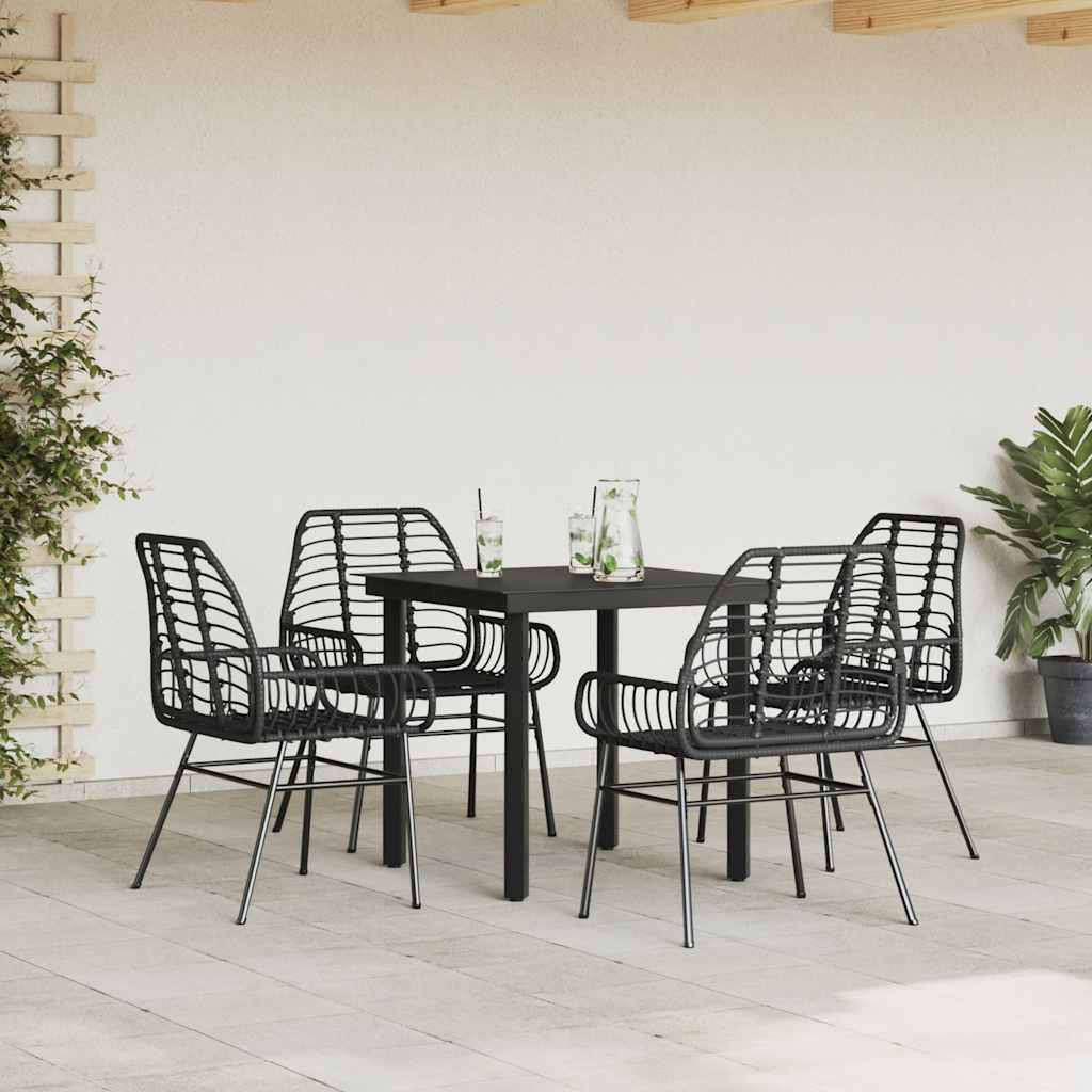 vidaXL 5-delige Tuinset poly rattan glas zwart