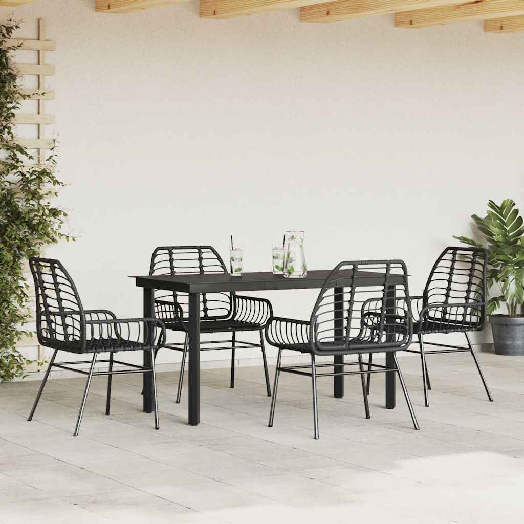 vidaXL 5-delige Tuinset poly rattan glas zwart