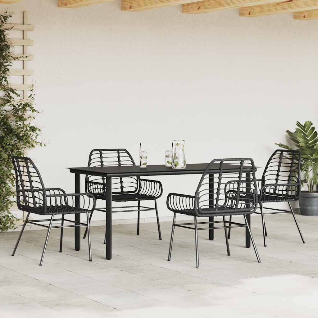 vidaXL 5-delige Tuinset poly rattan glas zwart