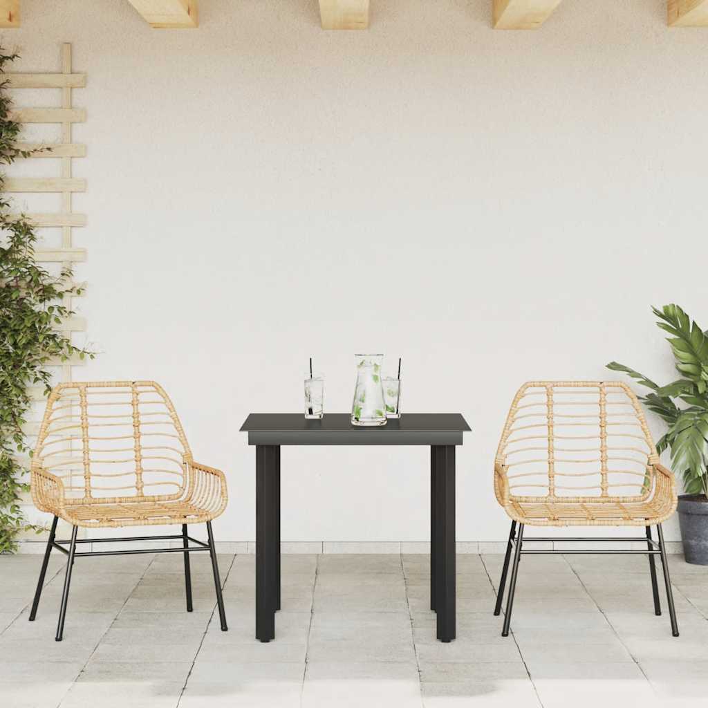 vidaXL 3-delige Tuinset poly rattan glas bruin