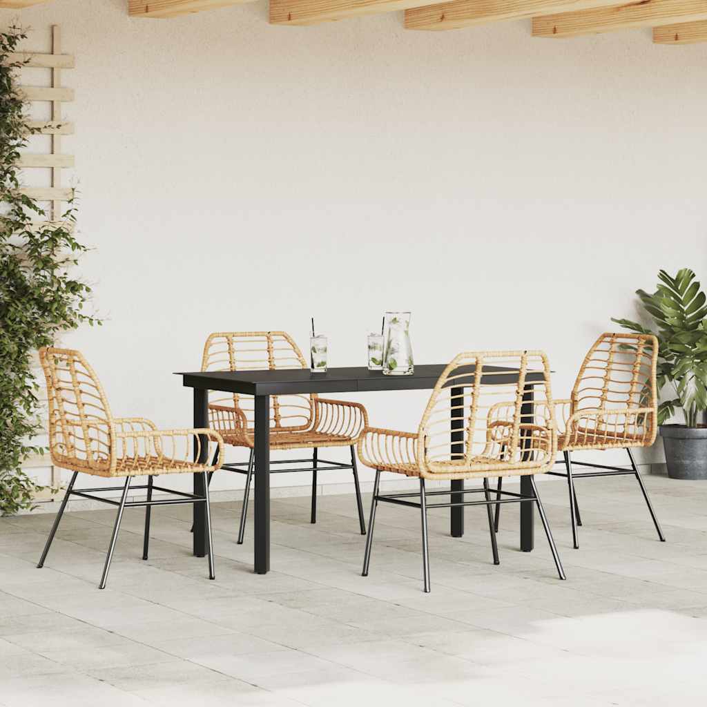 vidaXL 5-delige Tuinset poly rattan glas bruin