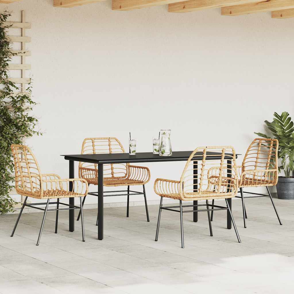 vidaXL 5-delige Tuinset poly rattan glas bruin