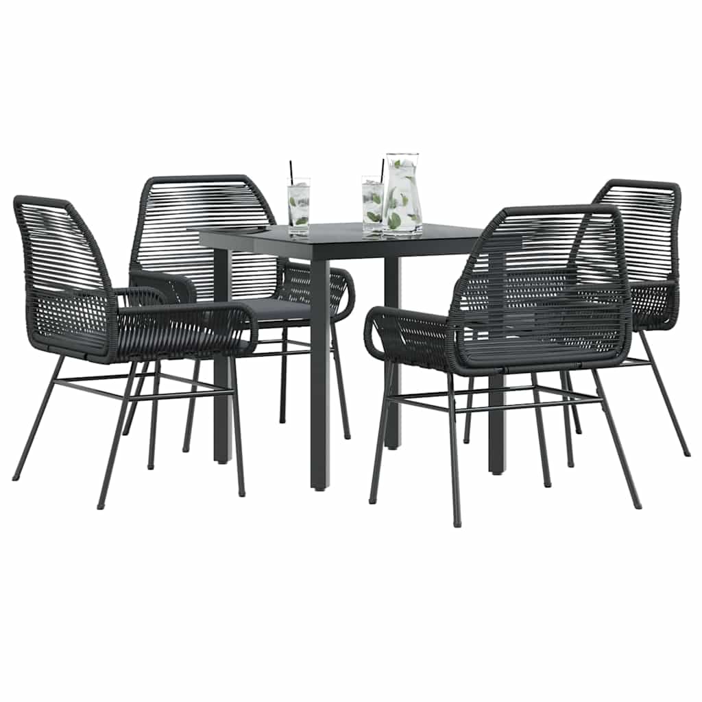 vidaXL Set de sufragerie de grădină 5 piese neagră Sticlă Poly Rattan