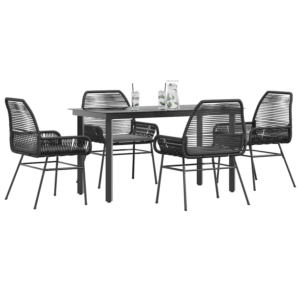vidaXL Set de sufragerie de grădină 5 piese neagră Sticlă Poly Rattan