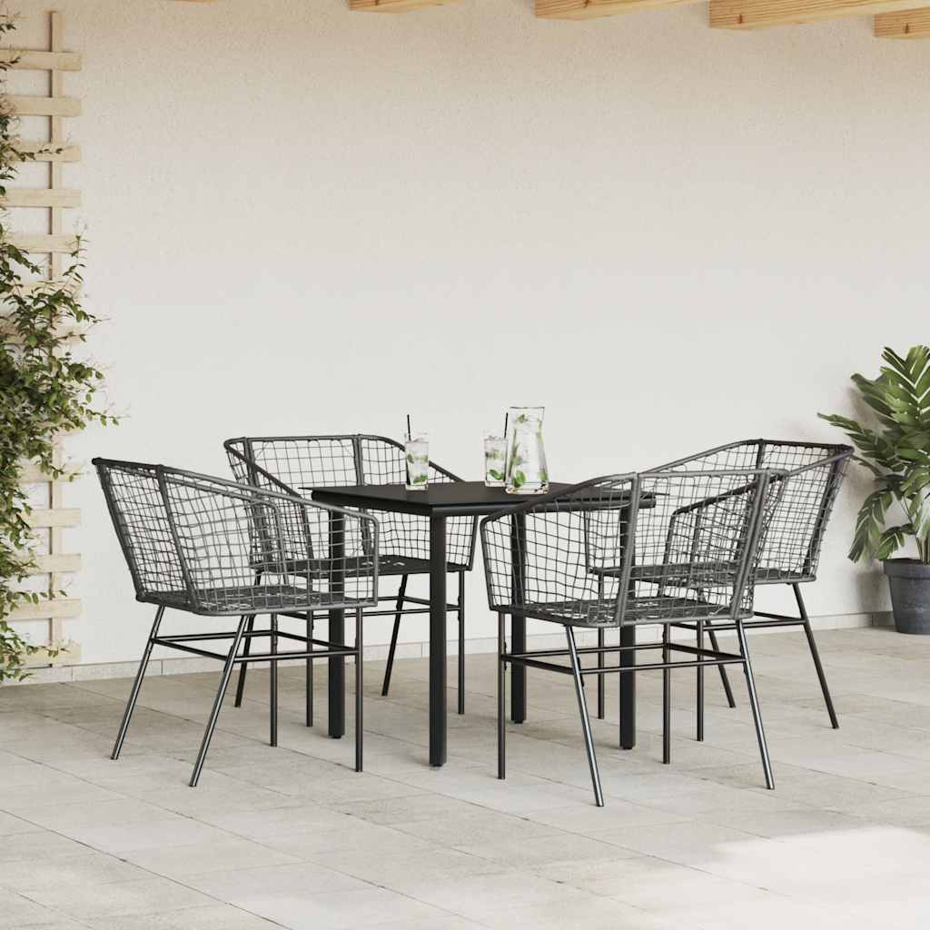 vidaXL 5-delige Tuinset poly rattan glas zwart afbeelding