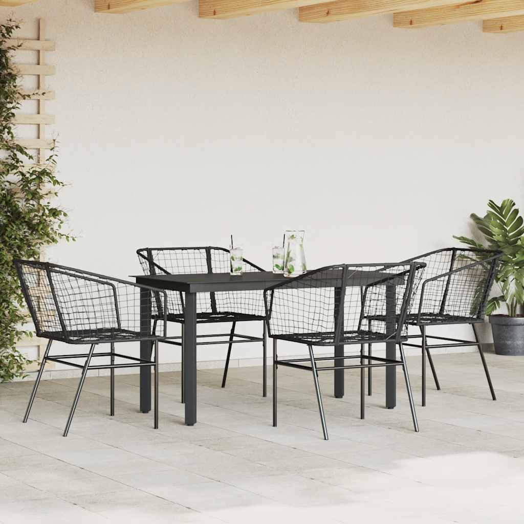 vidaXL 5-delige Tuinset poly rattan glas zwart afbeelding