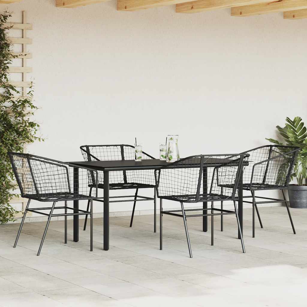 vidaXL 5-delige Tuinset poly rattan glas zwart