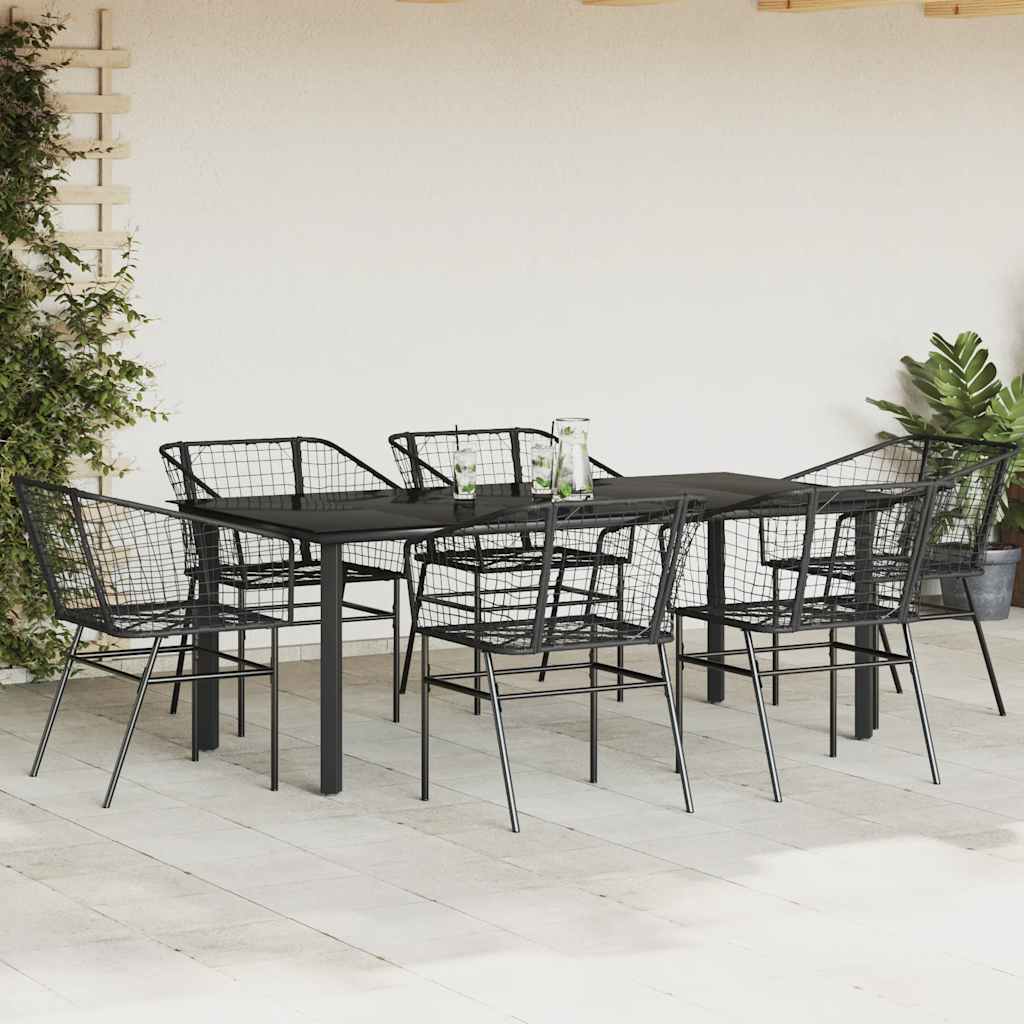 vidaXL 7-delige Tuinset poly rattan glas zwart afbeelding