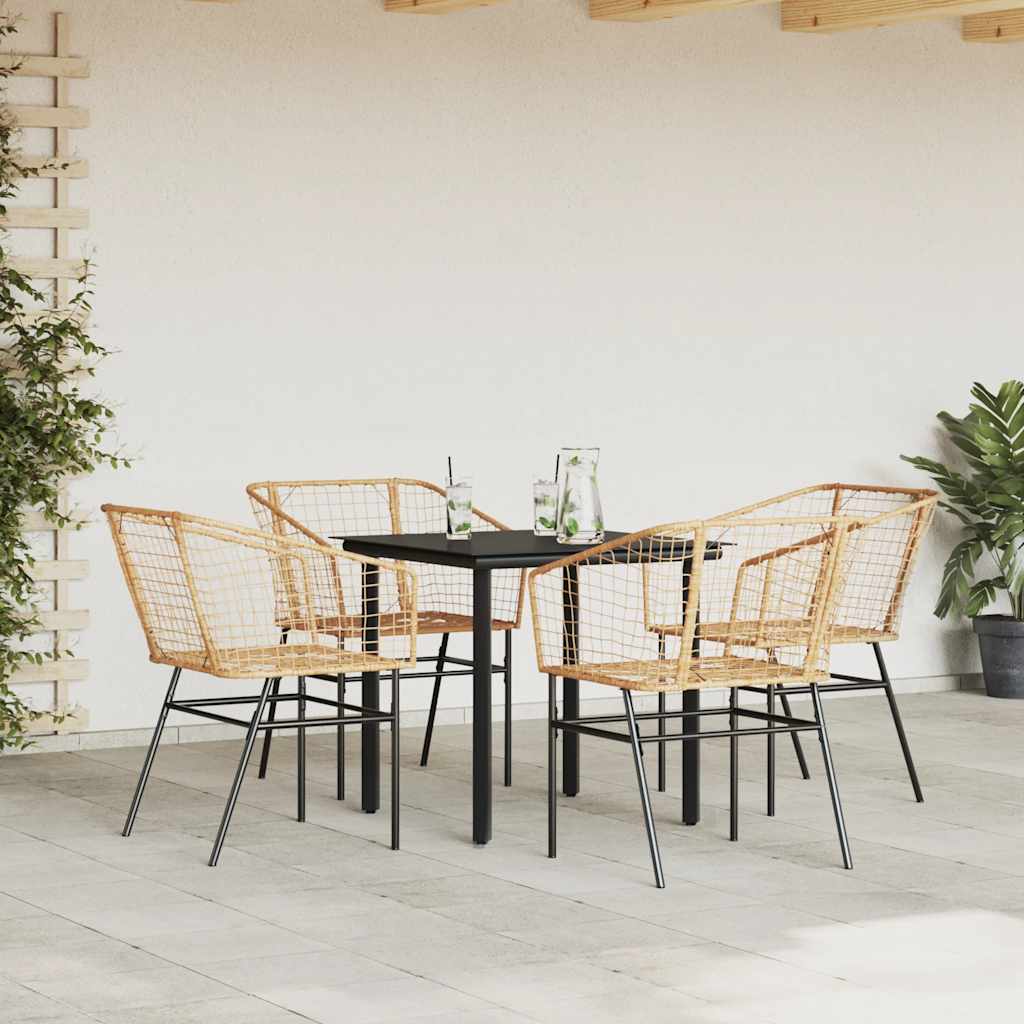 vidaXL 5-delige Tuinset poly rattan glas bruin afbeelding