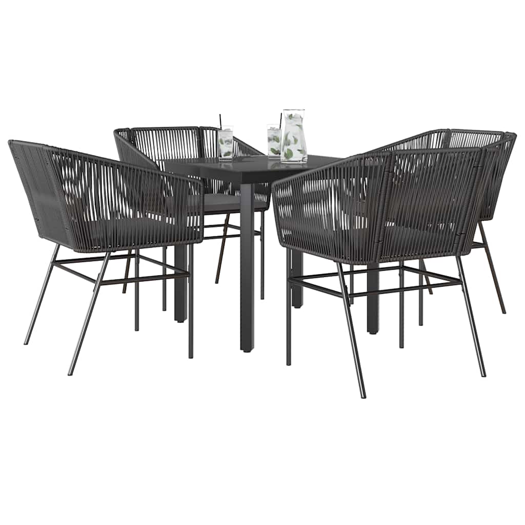 vidaXL Set de sufragerie de grădină 5 piese neagră Sticlă Poly Rattan