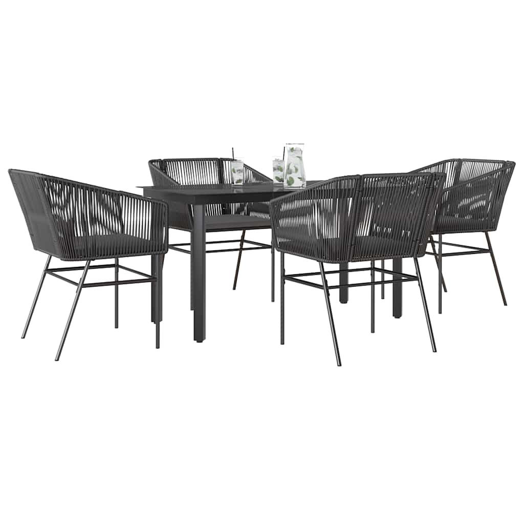 vidaXL Set de sufragerie de grădină 5 piese neagră Sticlă Poly Rattan