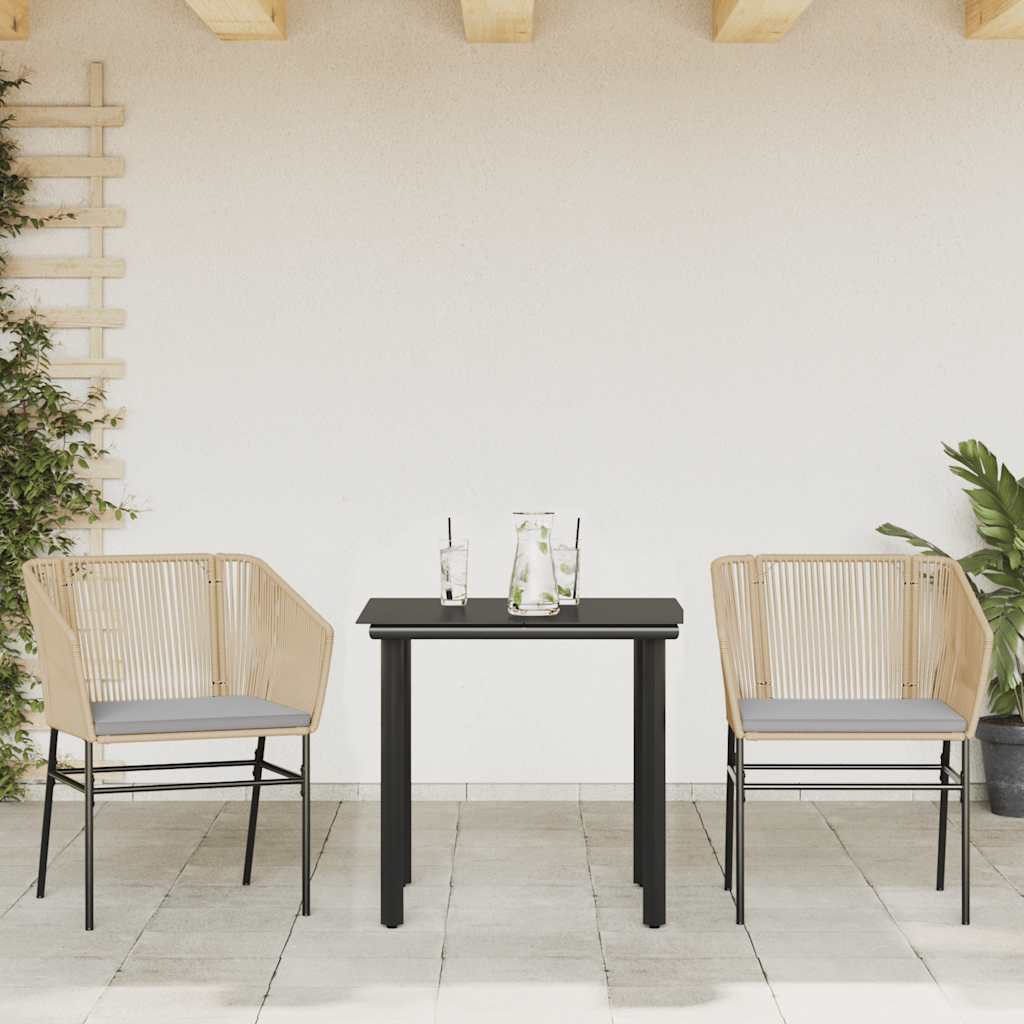 Thumbnail - vidaXL 3-tlg. Garten-Essgruppe mit Kissen Braun Poly Rattan Glas