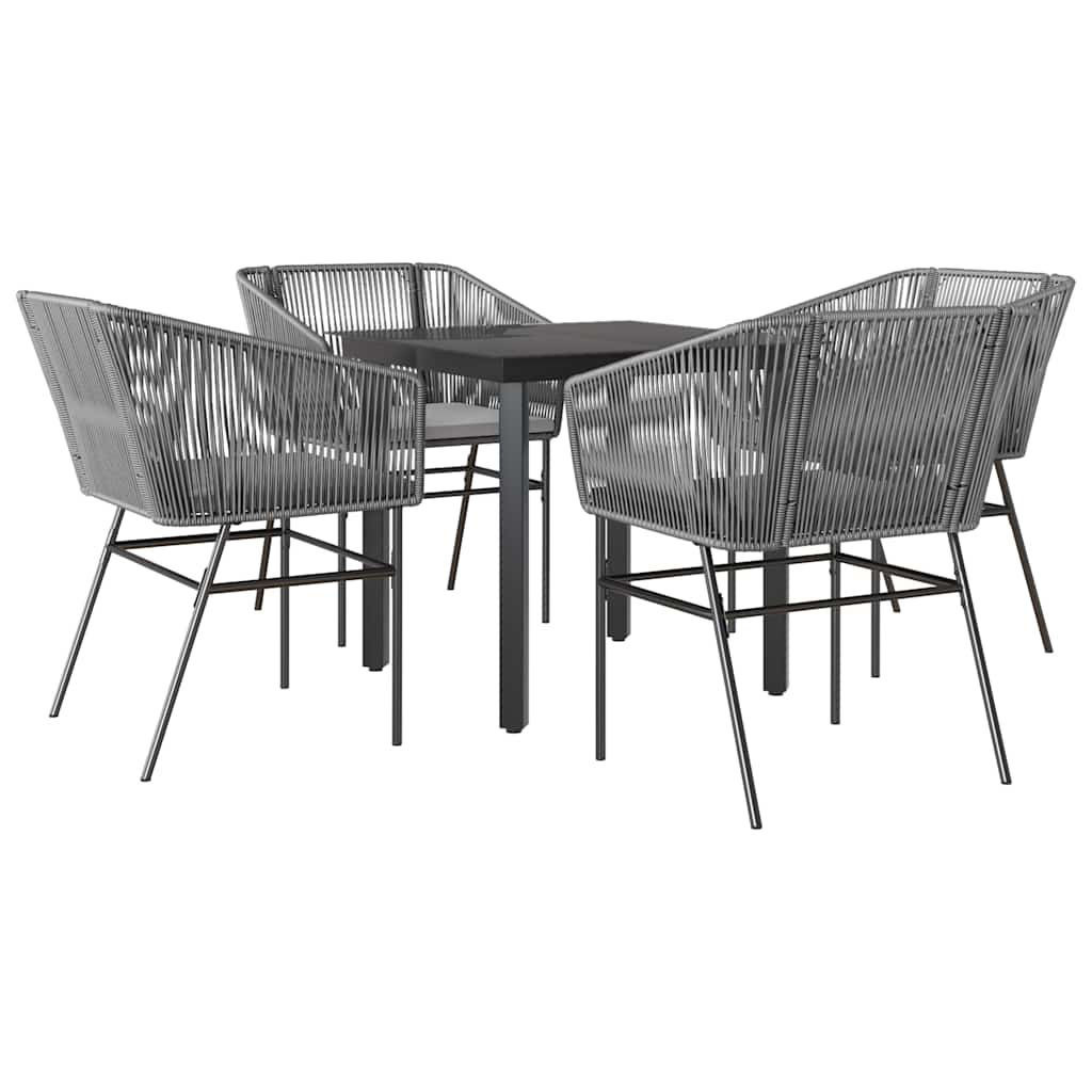 Thumbnail - vidaXL 5-tlg. Garten-Essgruppe mit Kissen Grau Poly Rattan Glas