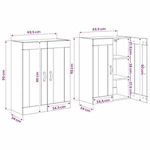 Nástěnné skříně 2 pcs Artisanový dub 69,5 x 34 x 90 cm - obrázek 13