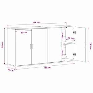 Servírovací skříň 2 pcs Staré dřevo 79 x 38 x 80 cm - obrázek 11