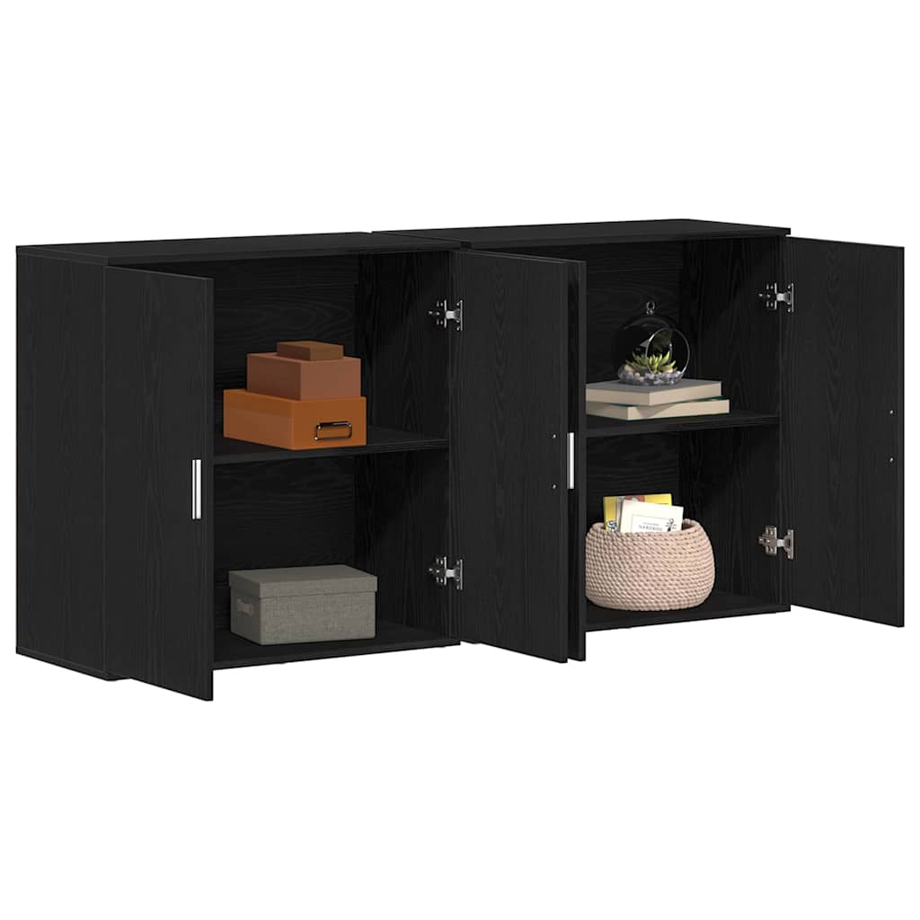 vidaXL Dressoirs 2 stuks Zwart Eiken 79x38x80 cm Gebouwd Hout