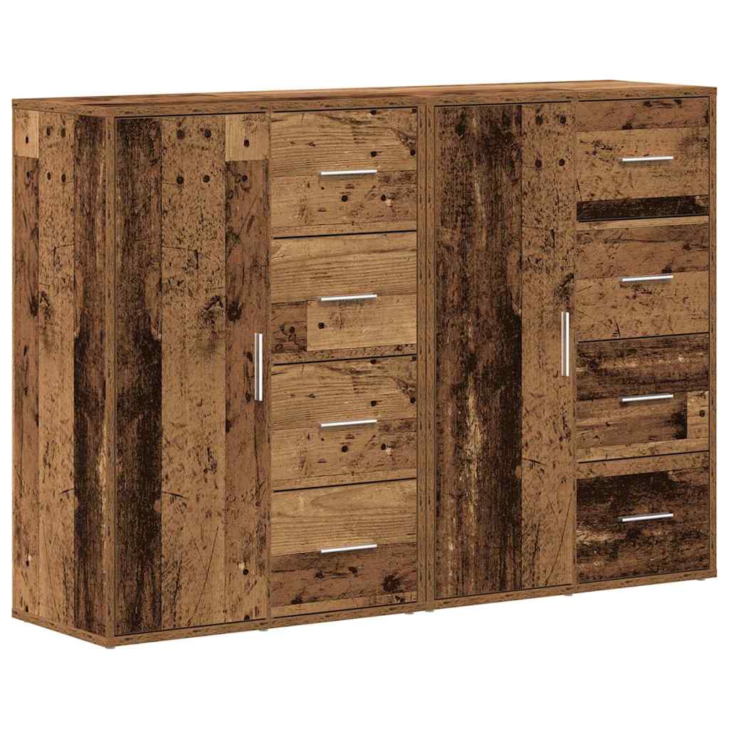  vidaXL Oldalszekrények fiókkal 2 pcs Régi fa 60 x 31 x 84 cm Faanyag akciós termékkép 1