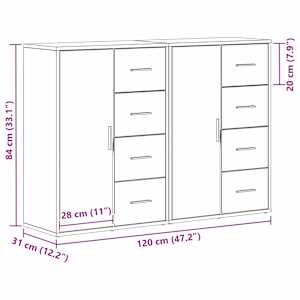 Servírovací skříň 2 pcs Artisanový dub 60 x 31 x 84 cm - obrázek 13