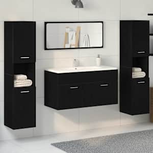 Sada koupelnového nábytku 4 pcs Černý dub kompozitní dřevo - obrázek 1